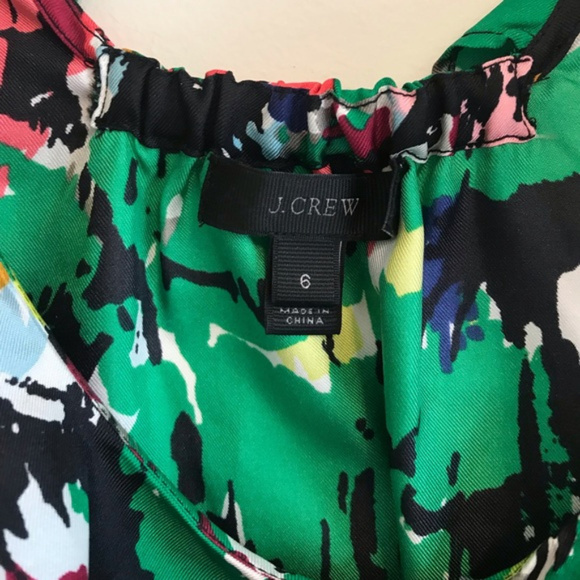 J Crew Silk Ruffle Brushstroke Top Multi Color - Picture 2 of 7